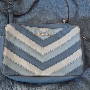 Michael Kors Blue Chevron Crossbody Bag